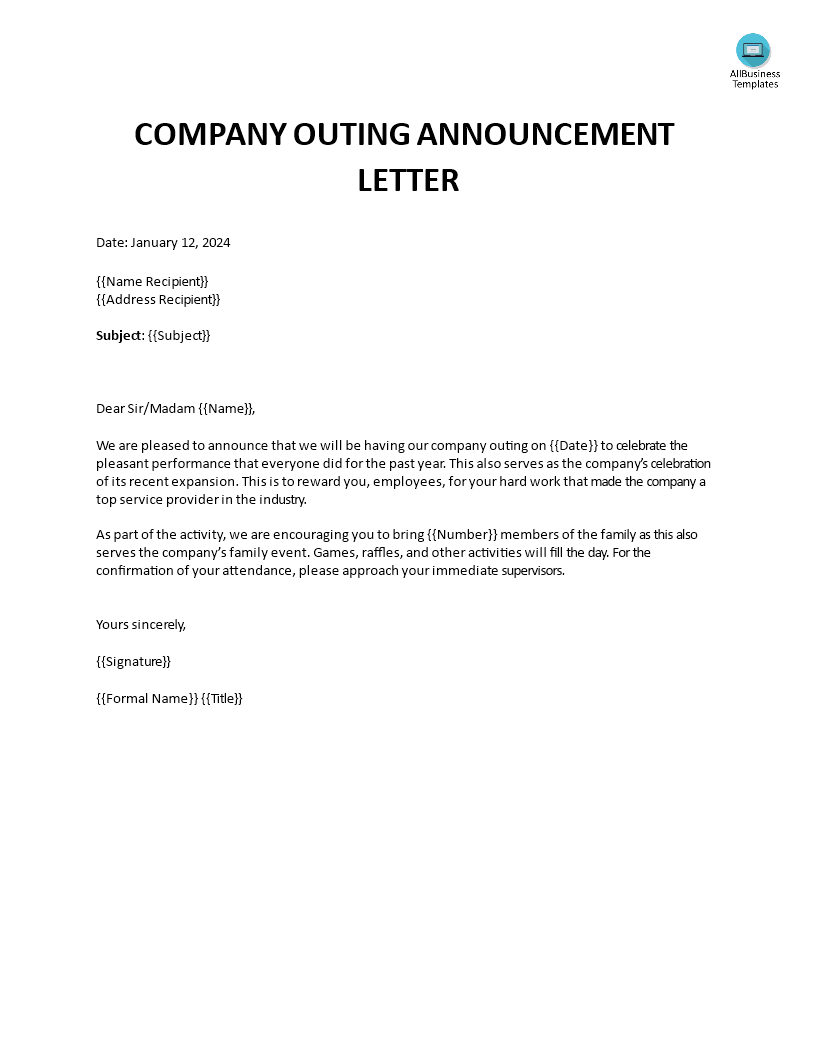 company outing request letter