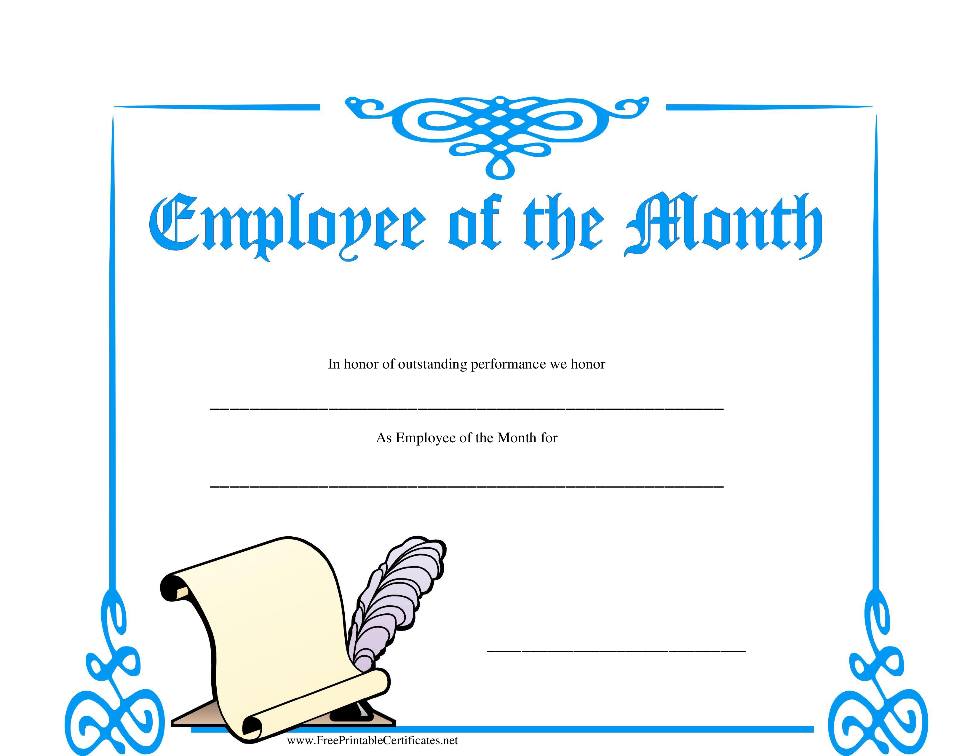 Employee Of The Month Certificate Templates At Allbusinesstemplates