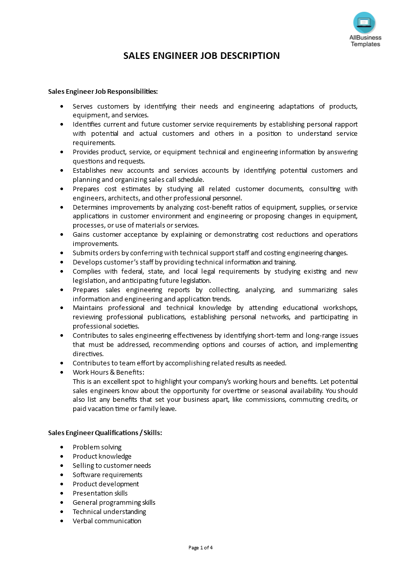 Libreng Sales Engineer Role Job Description