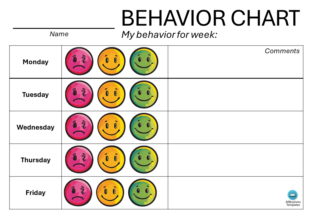 Daily Behavior Chart Template | Templates at allbusinesstemplates.com