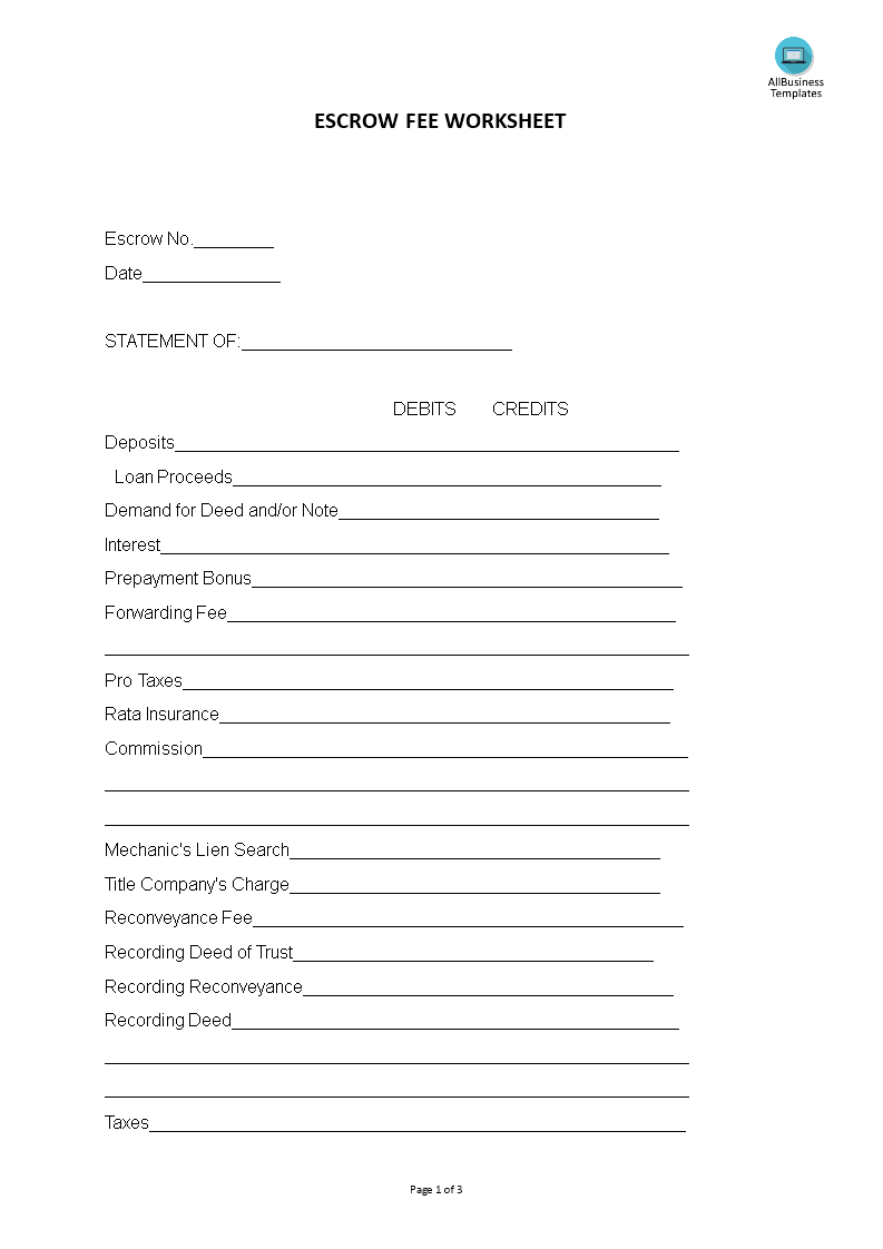 escrow-fee-worksheet-allbusinesstemplates