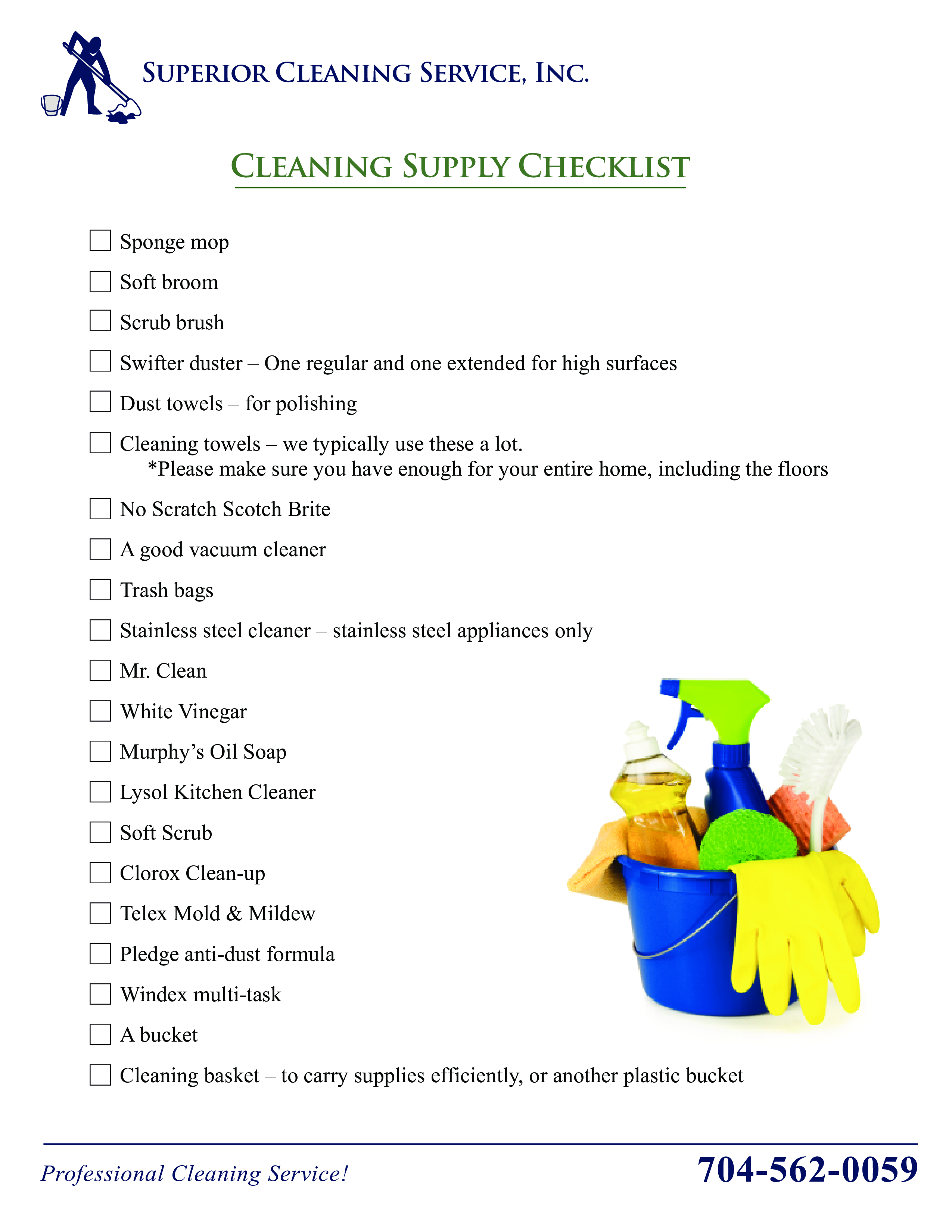 Cleaning Supply Checklist Templates At Allbusinesstemplates