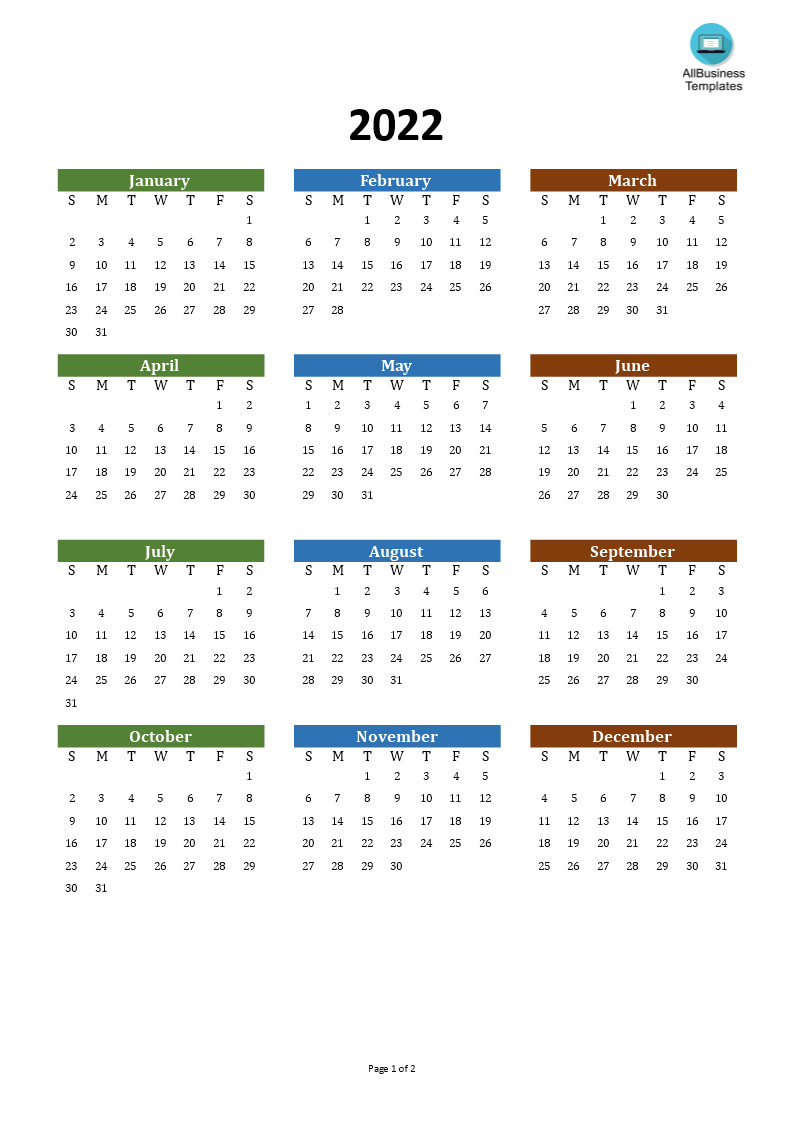 Libreng Calendar Template 2022