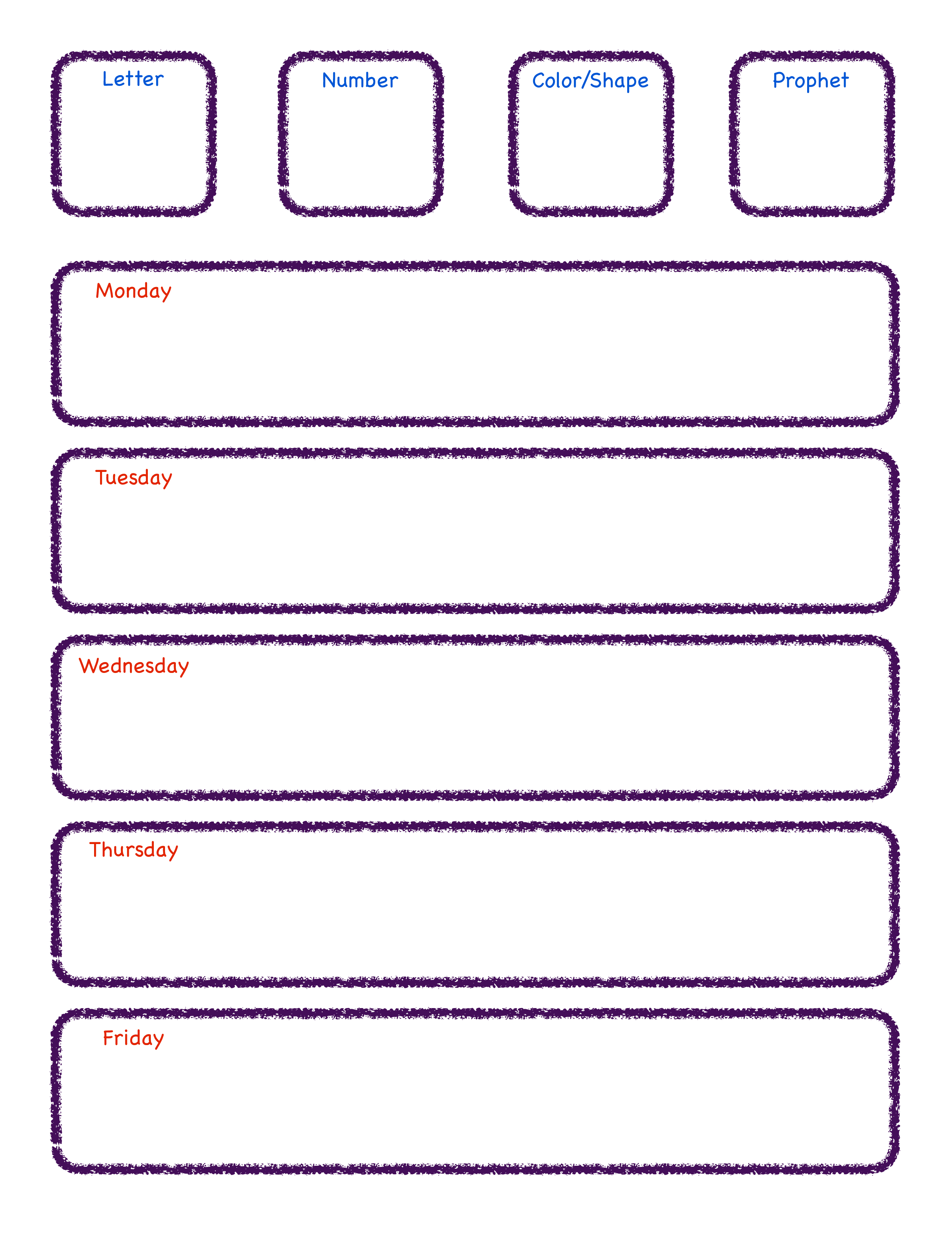 Printable Weekly Lesson Plan Template