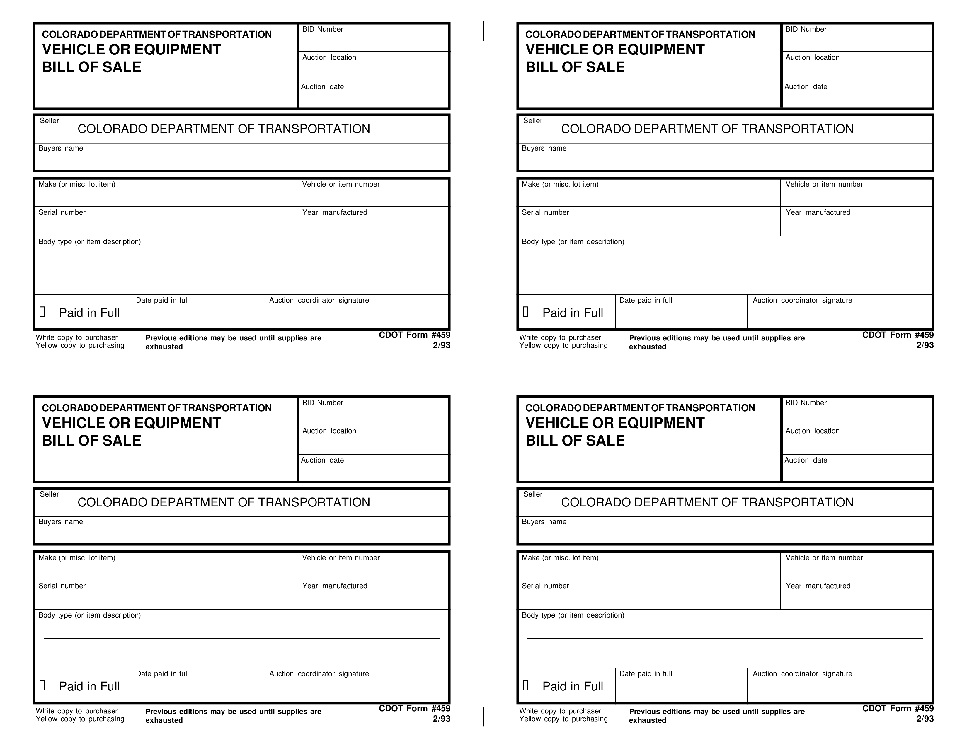 Equipment Bill Of Sale Templates At Allbusinesstemplates