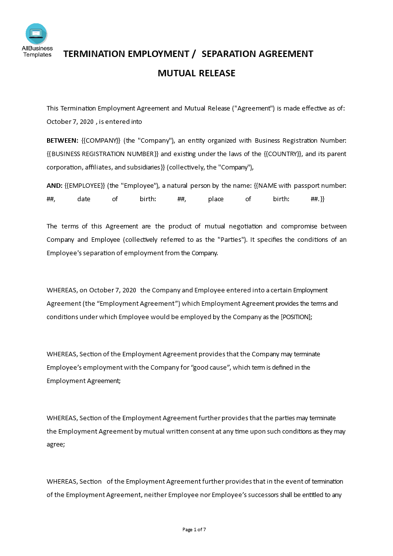 Company Employment Separation Agreement main image