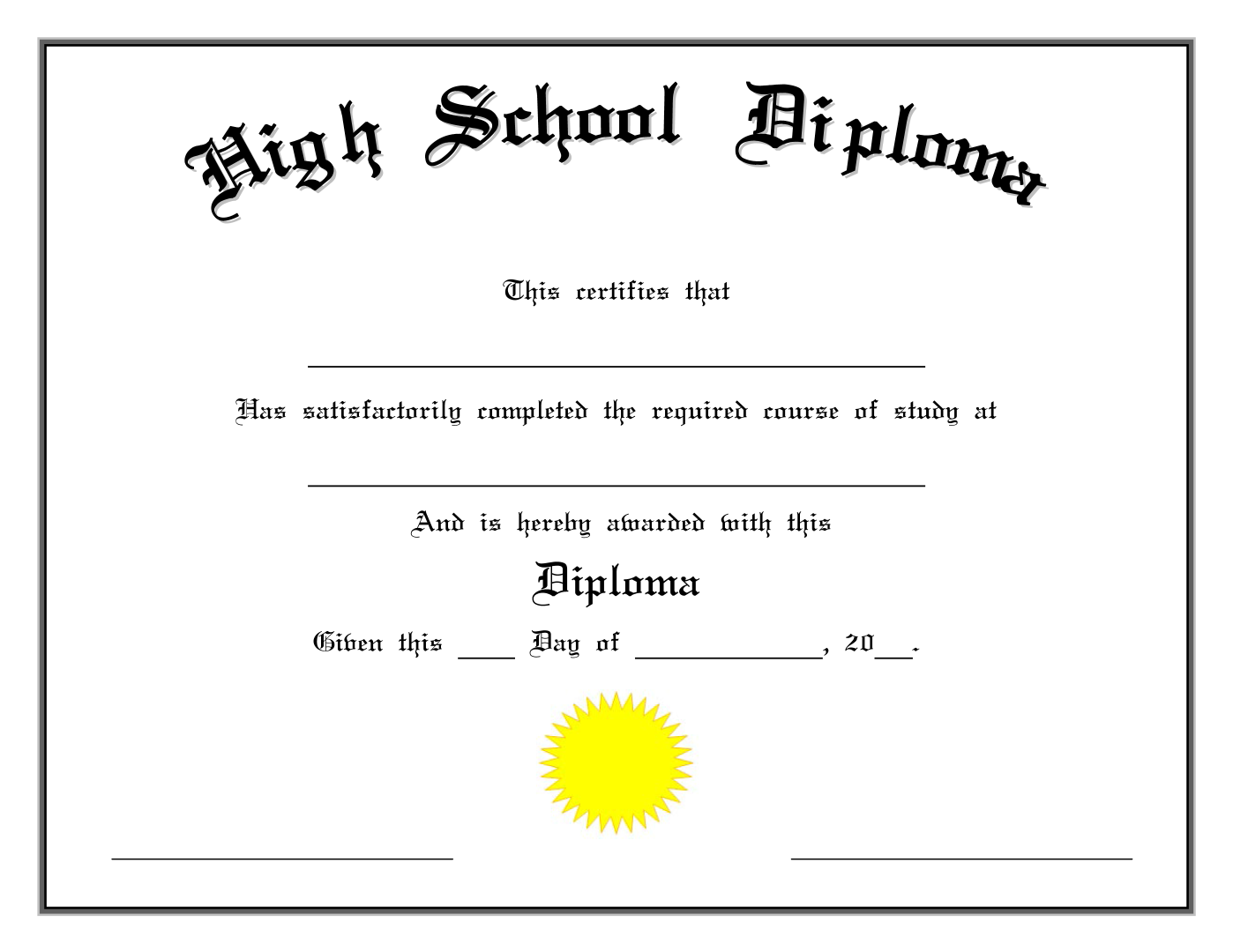 High School Diploma Templates at allbusinesstemplates com