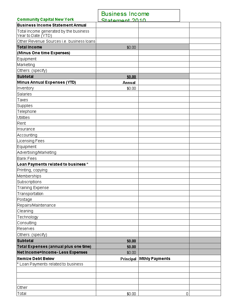  Business Income Statement Excel Allbusinesstemplates