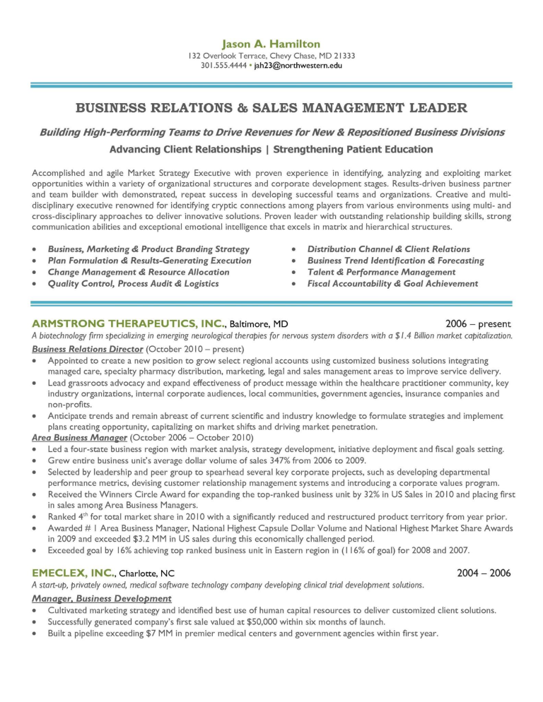 business relations sales and marketing resume sample modèles