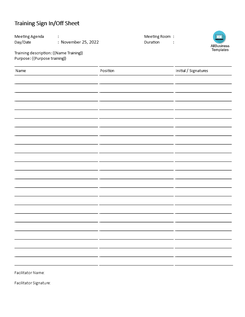 Sign Off Sheet Templates At Allbusinesstemplates