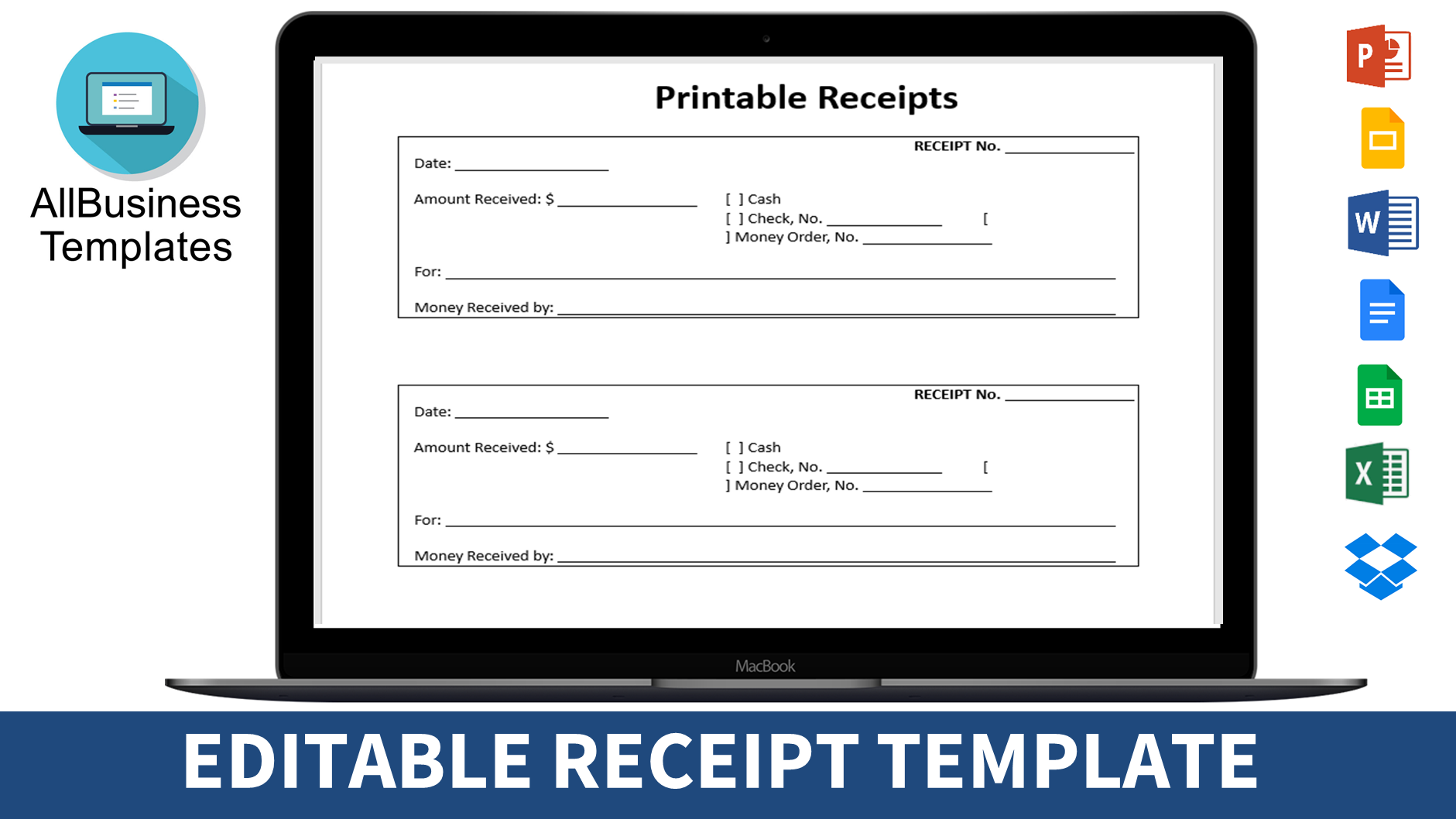 editable receipt templates at allbusinesstemplates com