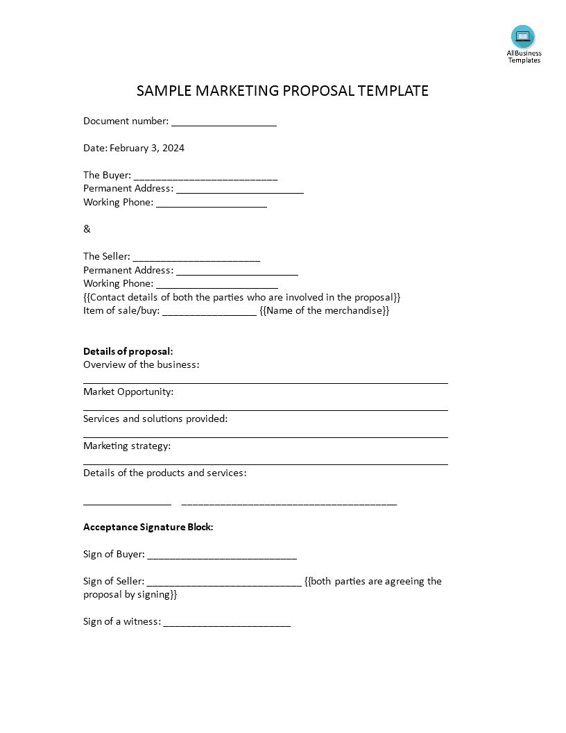 Sample Marketing Proposal Cover Letter | Templates at ...