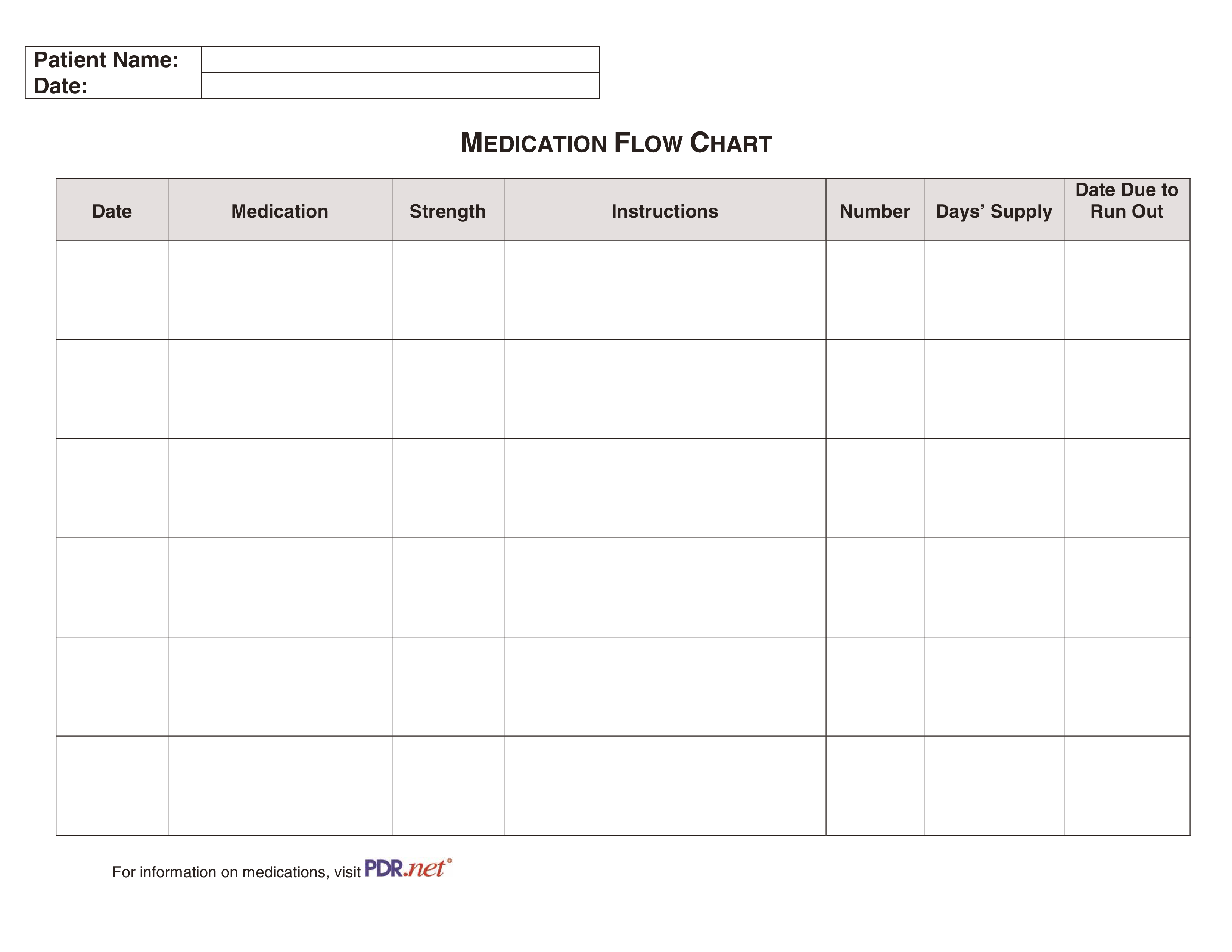 Excel Printable Medication List Template