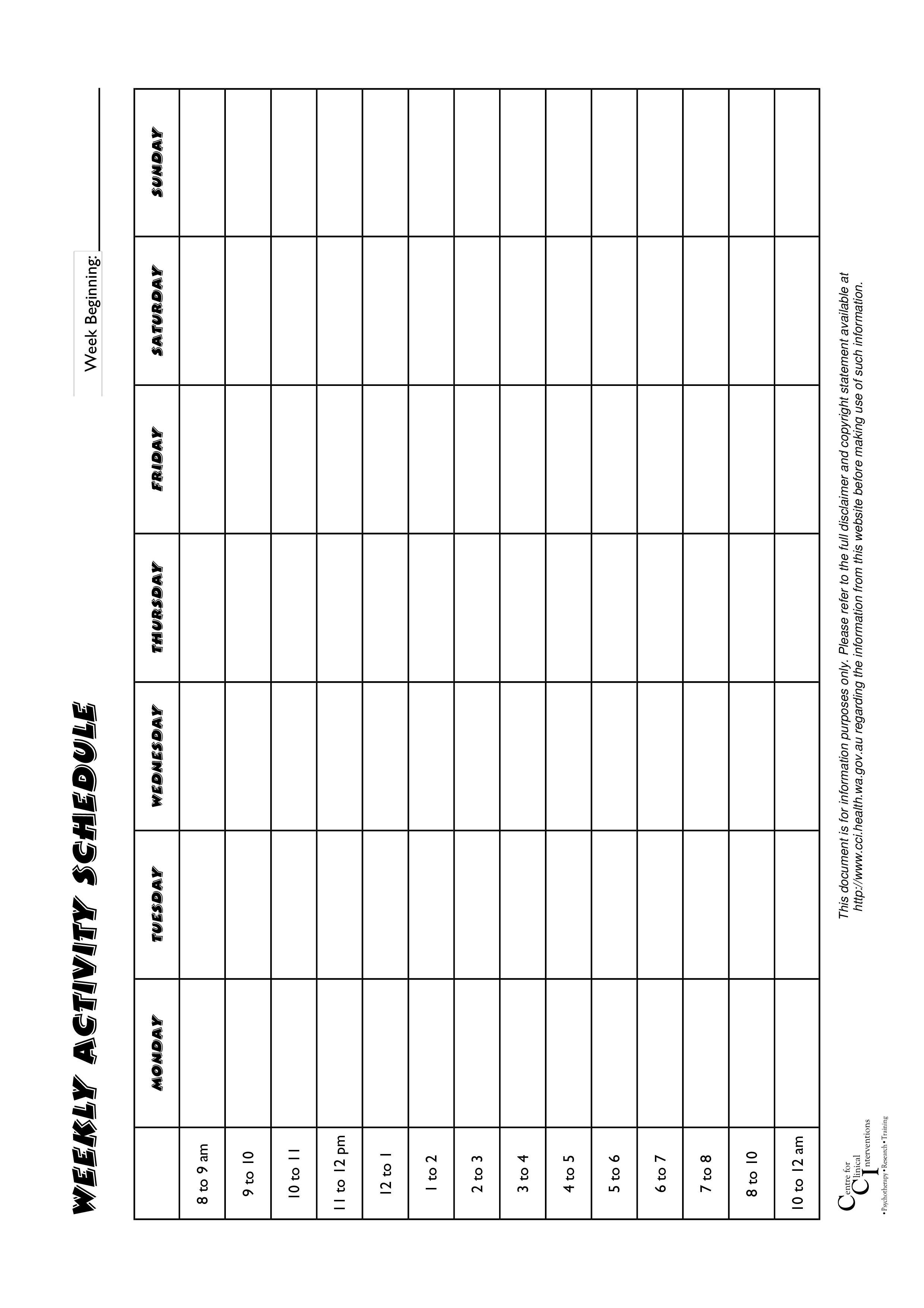 blank workout plan schedule Hauptschablonenbild