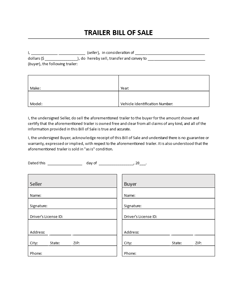 printable free bill of sale template
