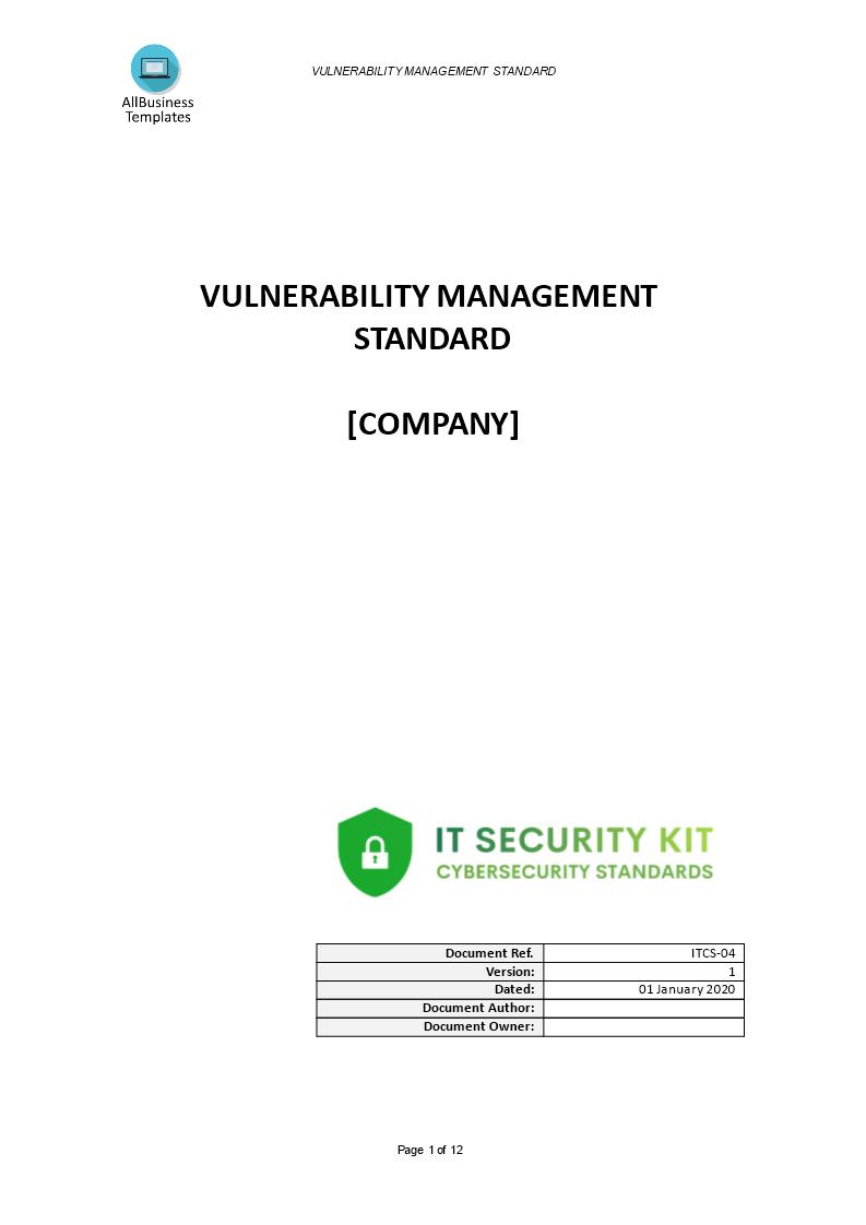 vulnerability management it security standard template