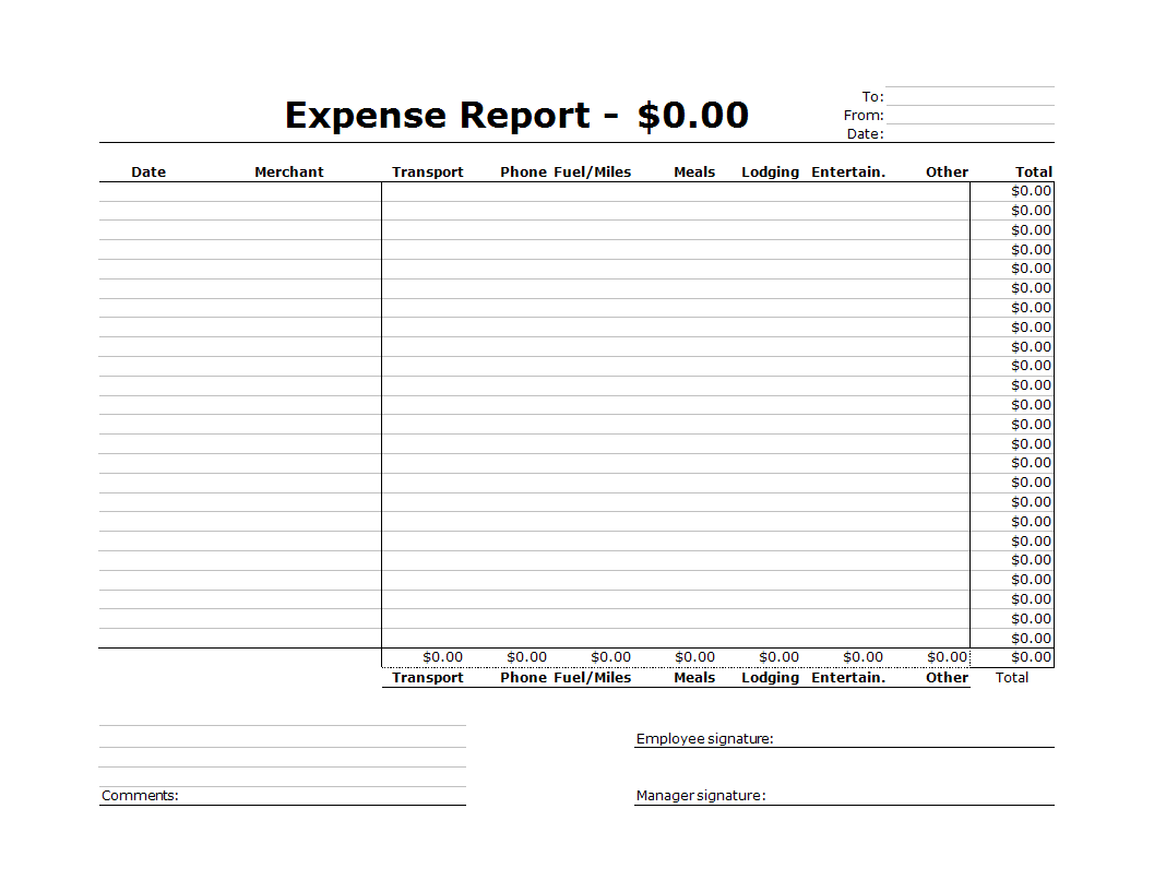 company expense report excel spreadsheet template