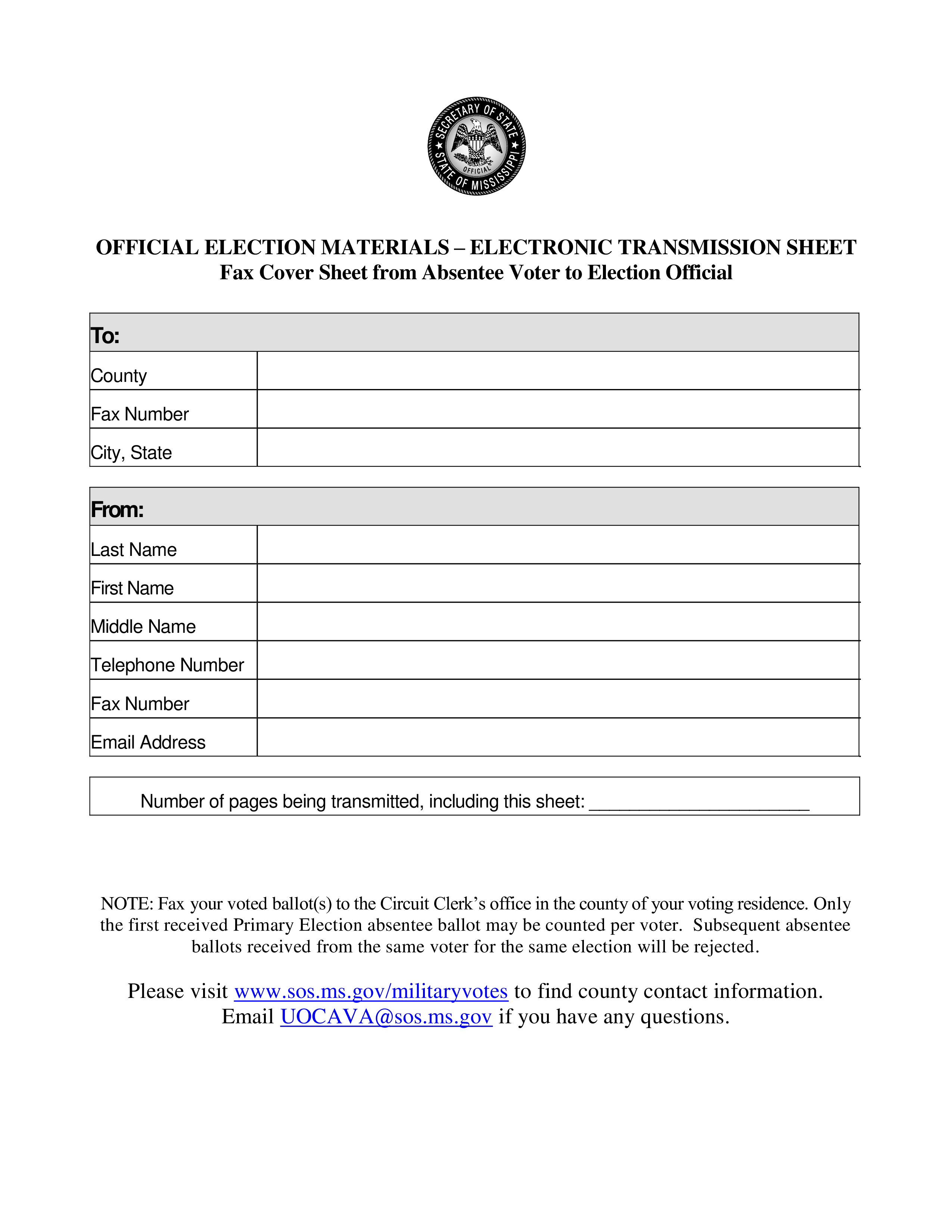 election materials fax cover sheet voorbeeld afbeelding 