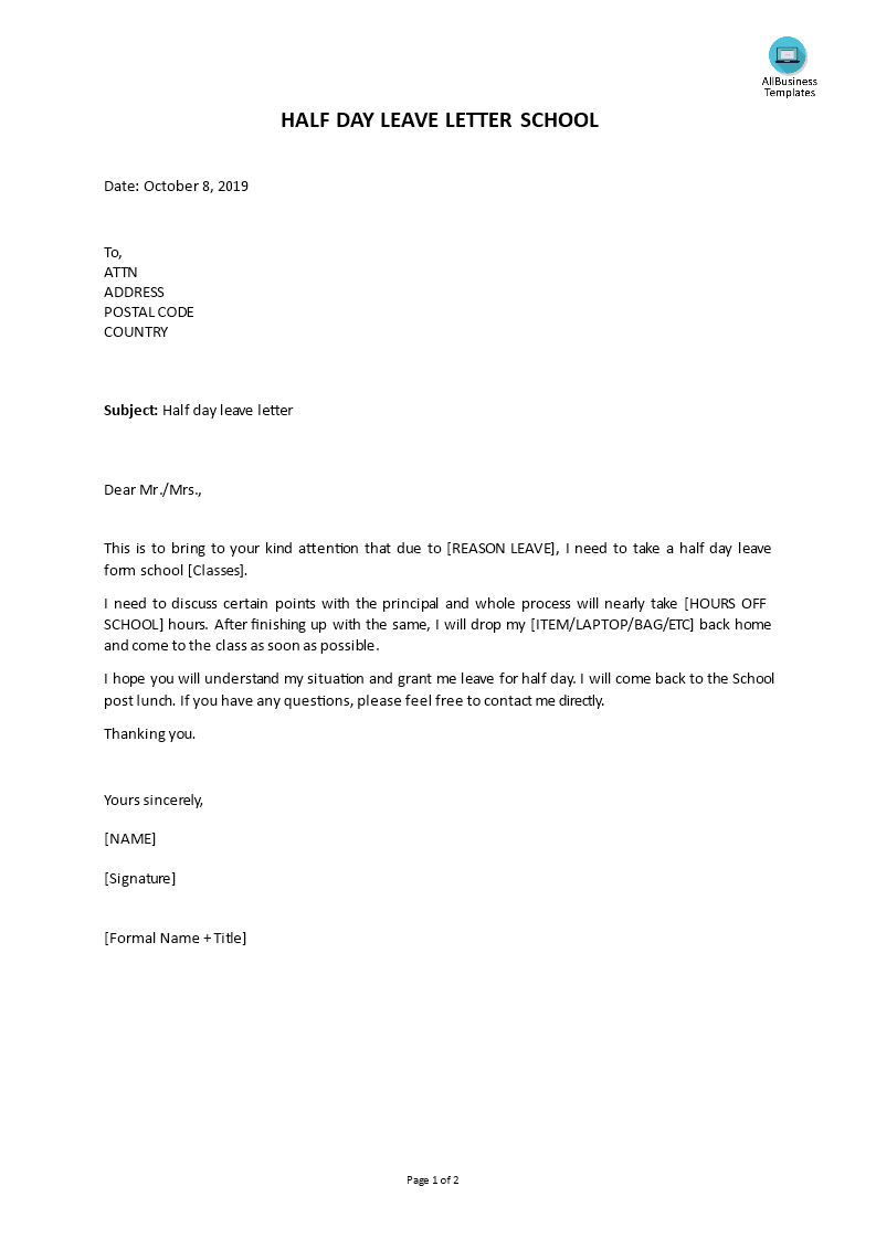 school-letter-template