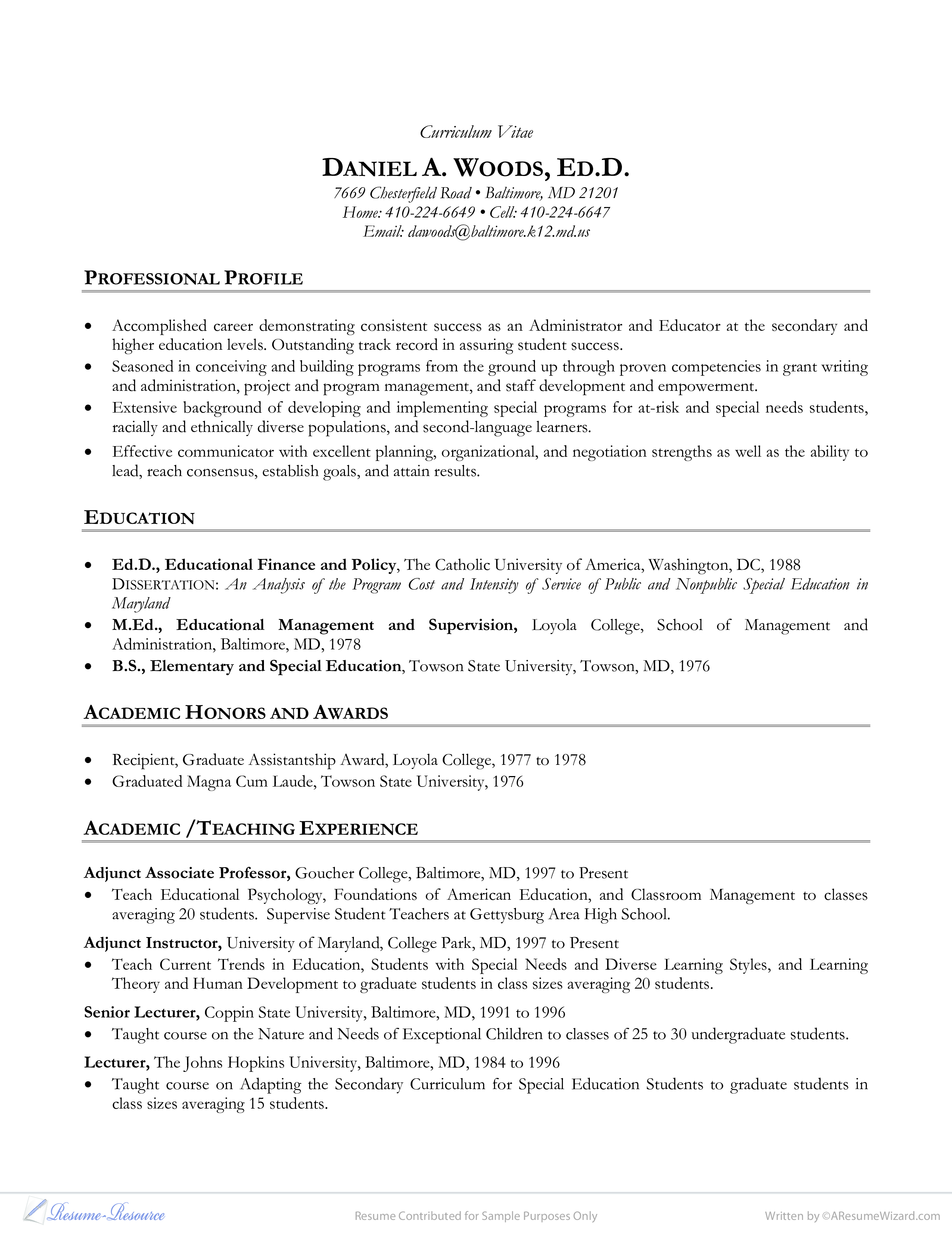  Academic Teacher Cv Allbusinesstemplates