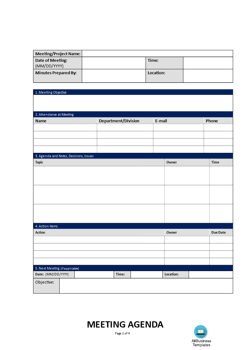 Project Meeting Agenda In Word 