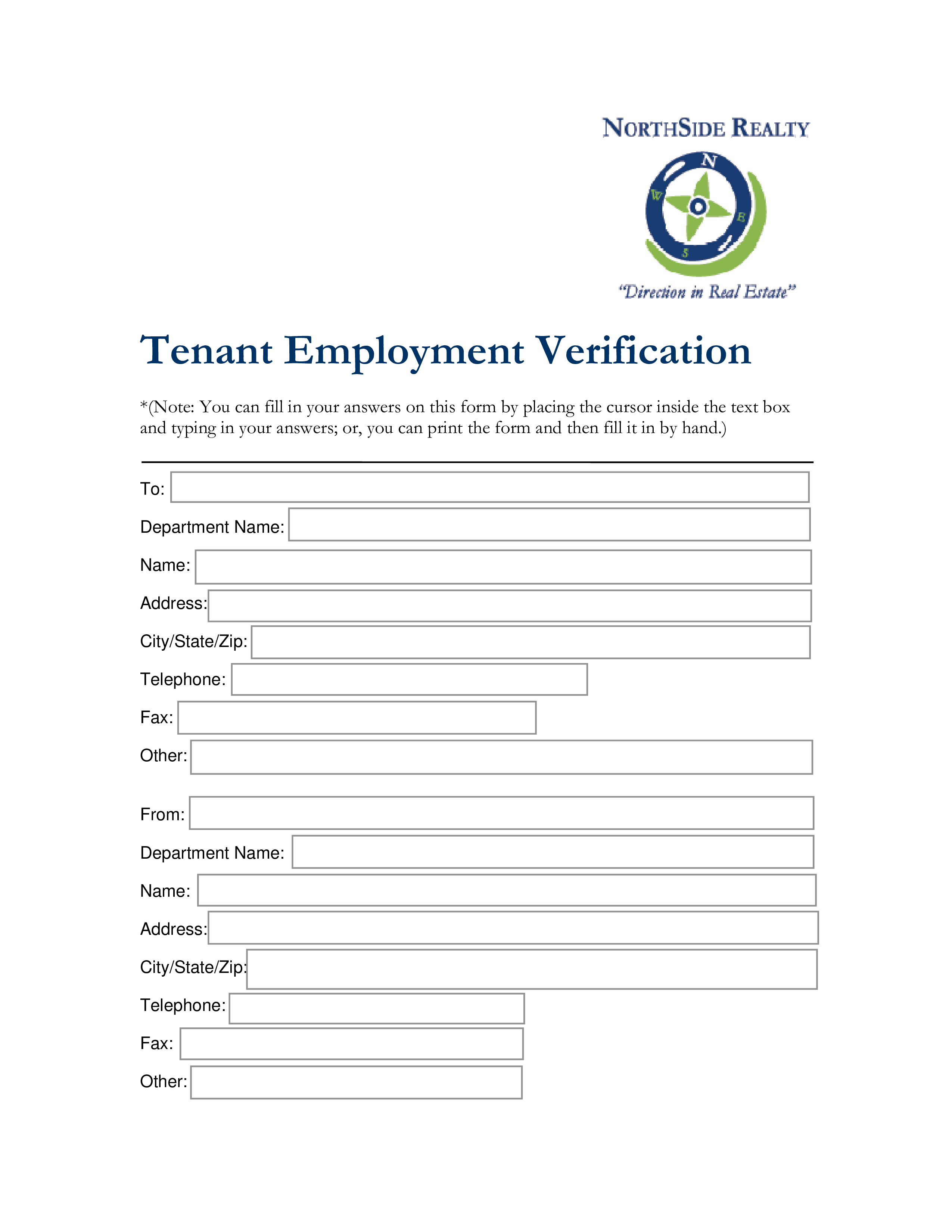 T l charger Gratuit Tenant Employment Verification Form Template