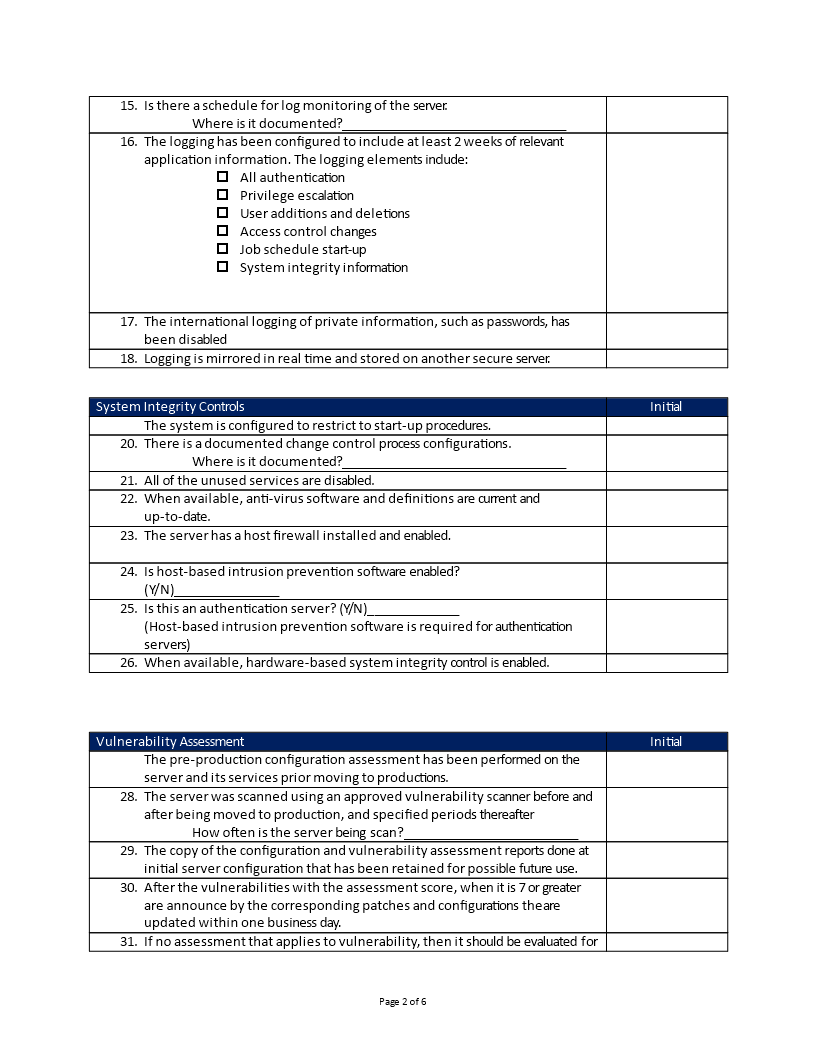 Server Maintenance Security Checklist - Modèle Professionnel