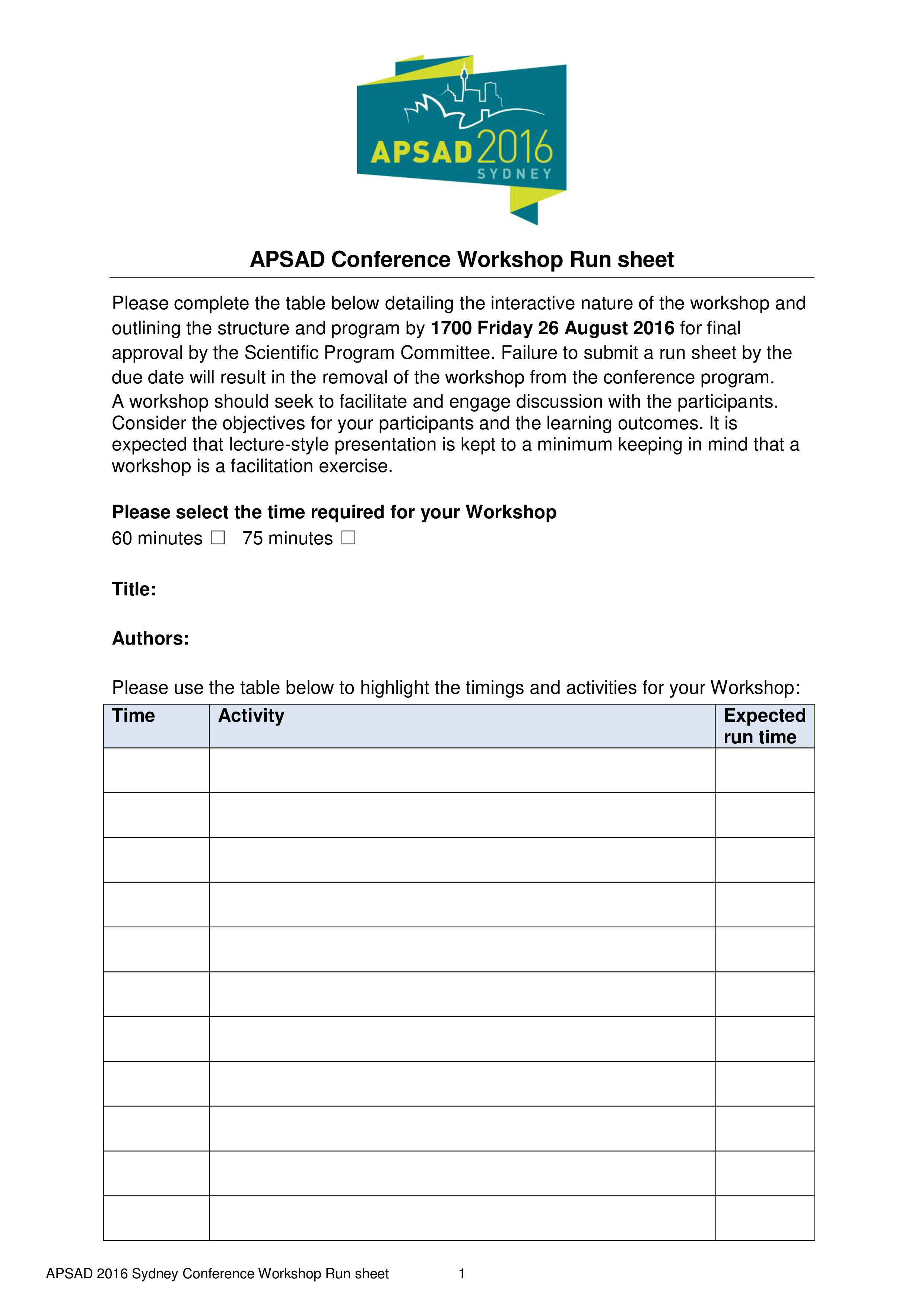 Conference Run Sheet Templates At Allbusinesstemplates