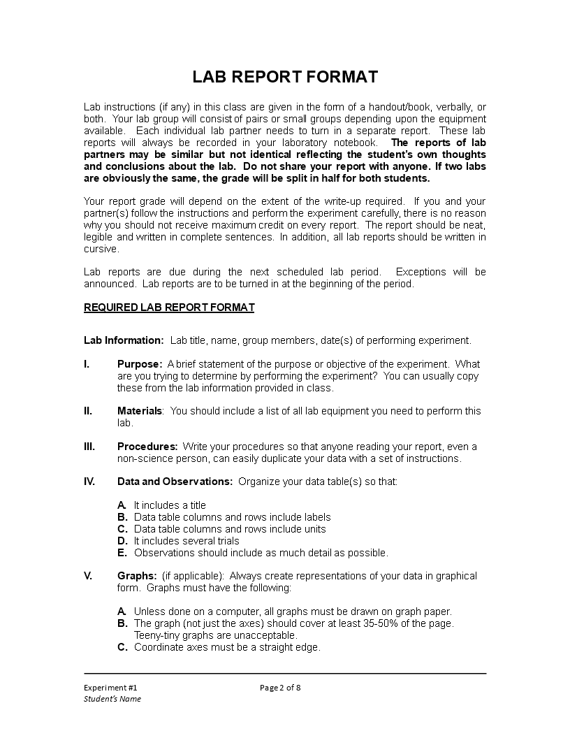 Physics Lab Report Format | Templates at allbusinesstemplates.com