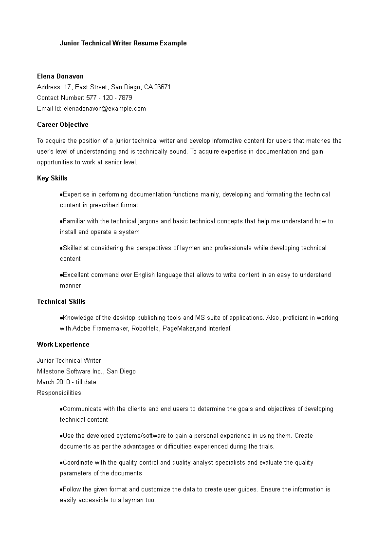  Junior Writer Resume Allbusinesstemplates