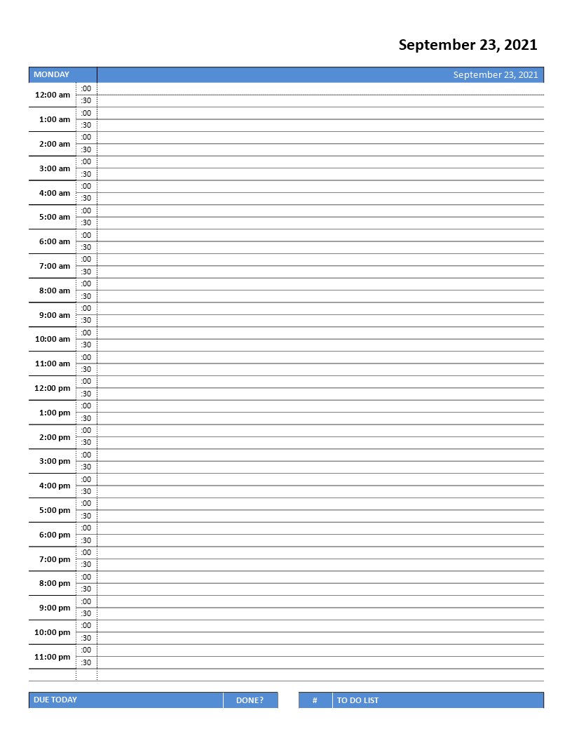 printable hourly schedule voorbeeld afbeelding 