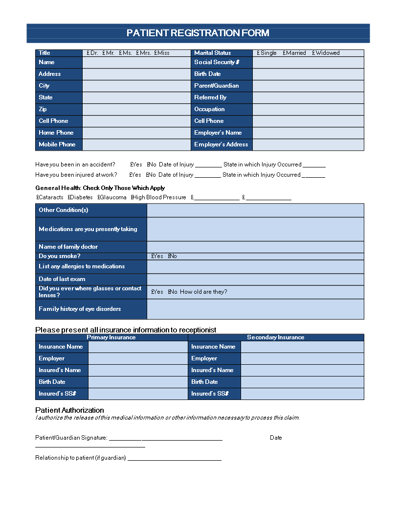 patient registration form pdf plantilla imagen principal