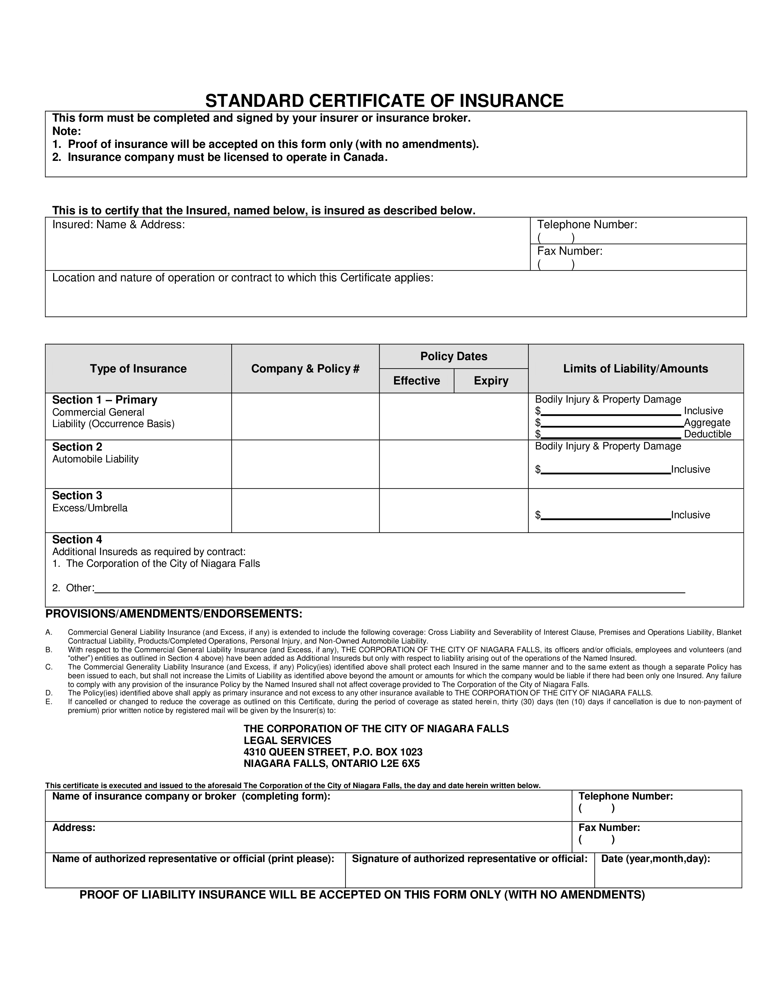 Standard Certificate Of Insurance Templates At Allbusinesstemplates