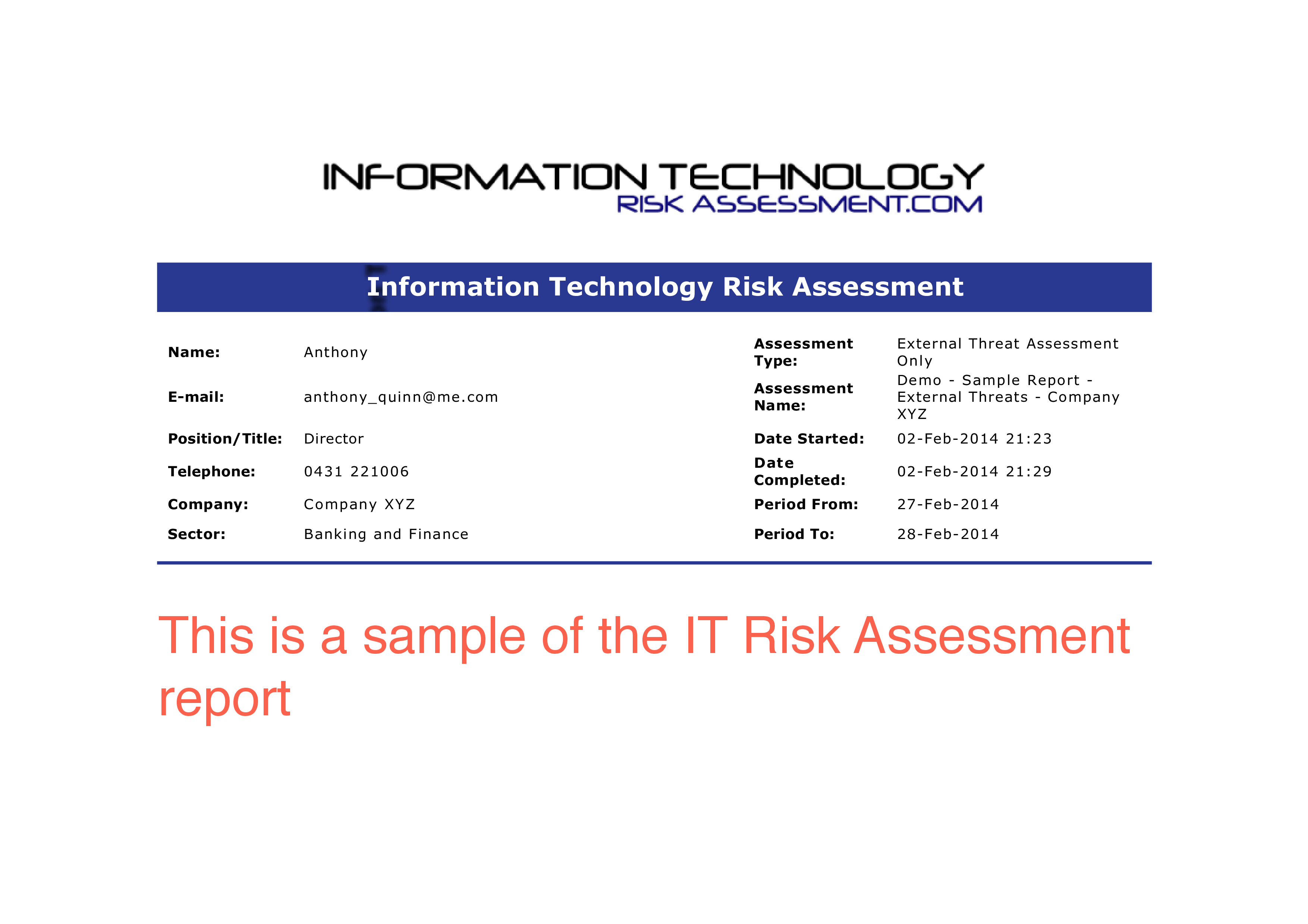 It Risk Assessment Report main image