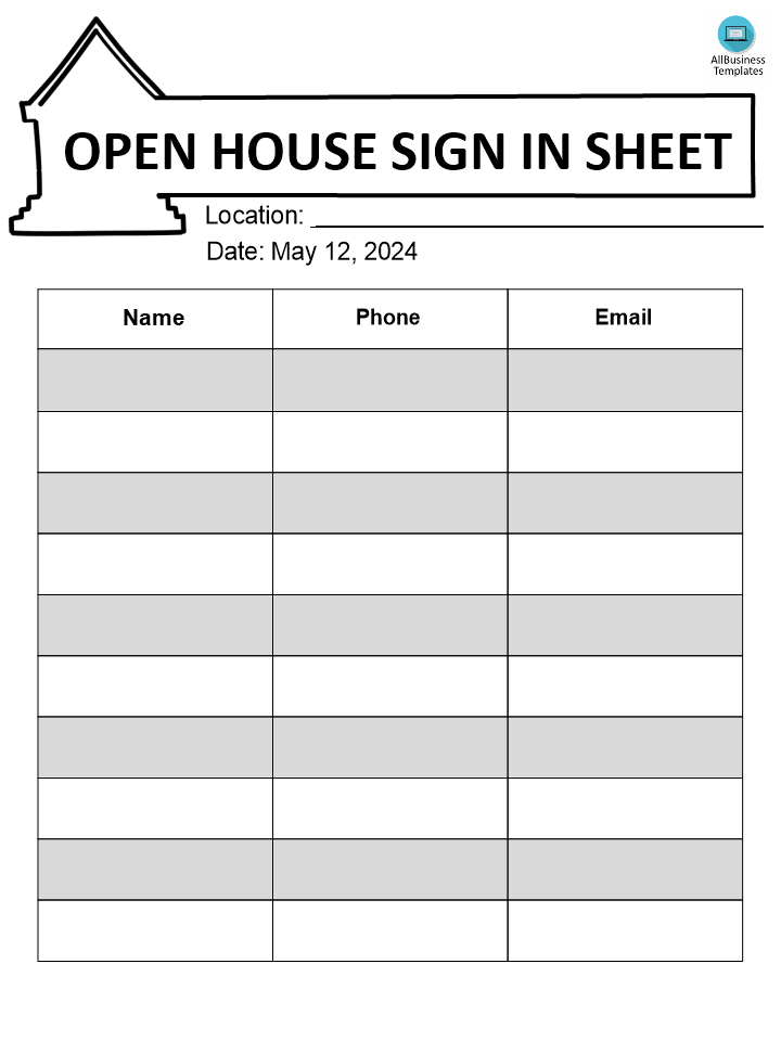 open house sign in sheet word doc plantilla imagen principal