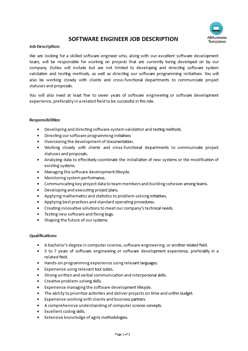 Software Developer Roles And Responsibilities