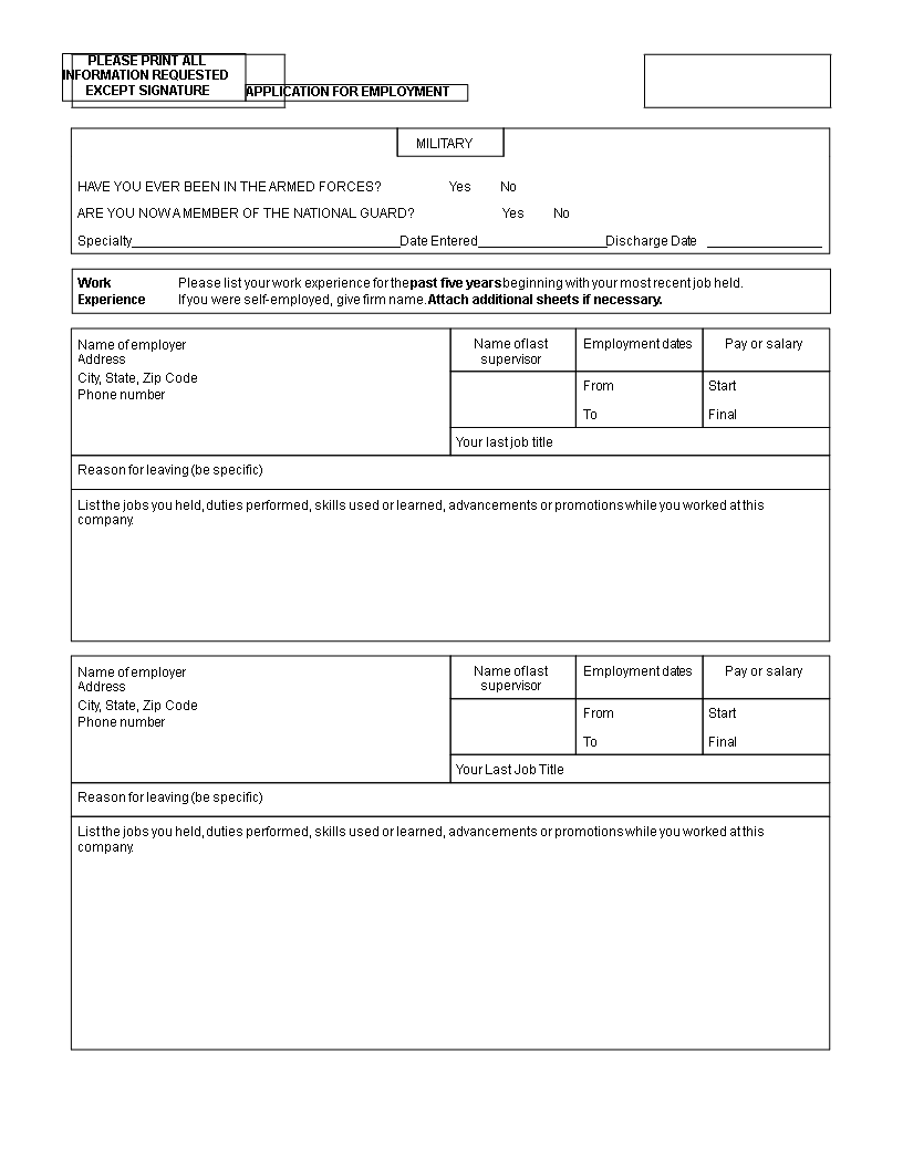 Sample Basic Job Application Form | Templates at allbusinesstemplates.com