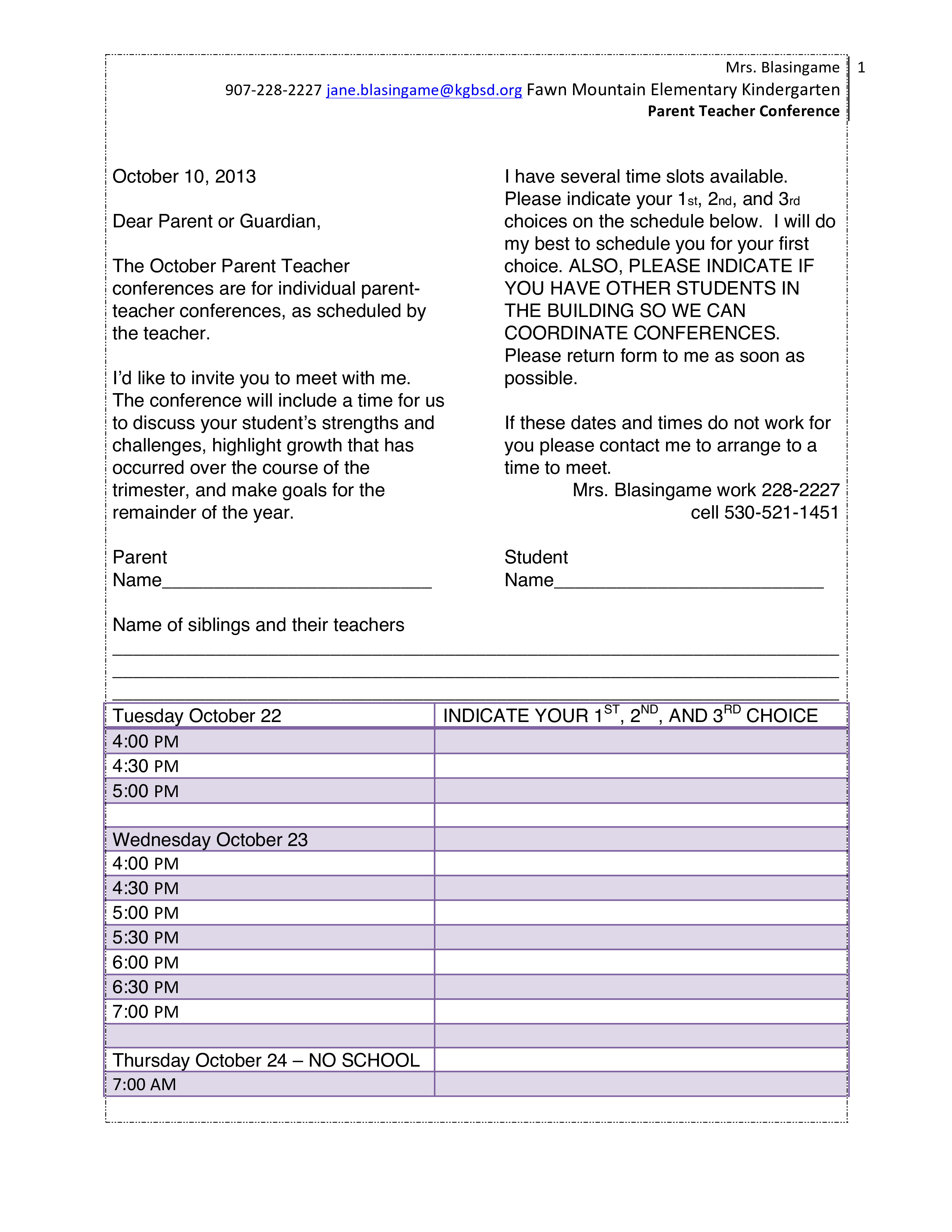 Free 9 Sample Parent Teacher Conference Forms In Ms Word html Photos