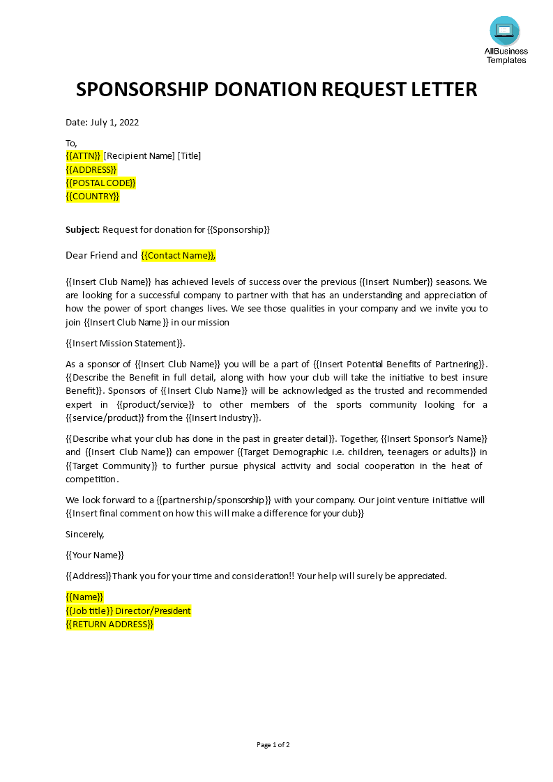 💣 Corporate sponsorship letter sample. Request Letter for Sponsorship