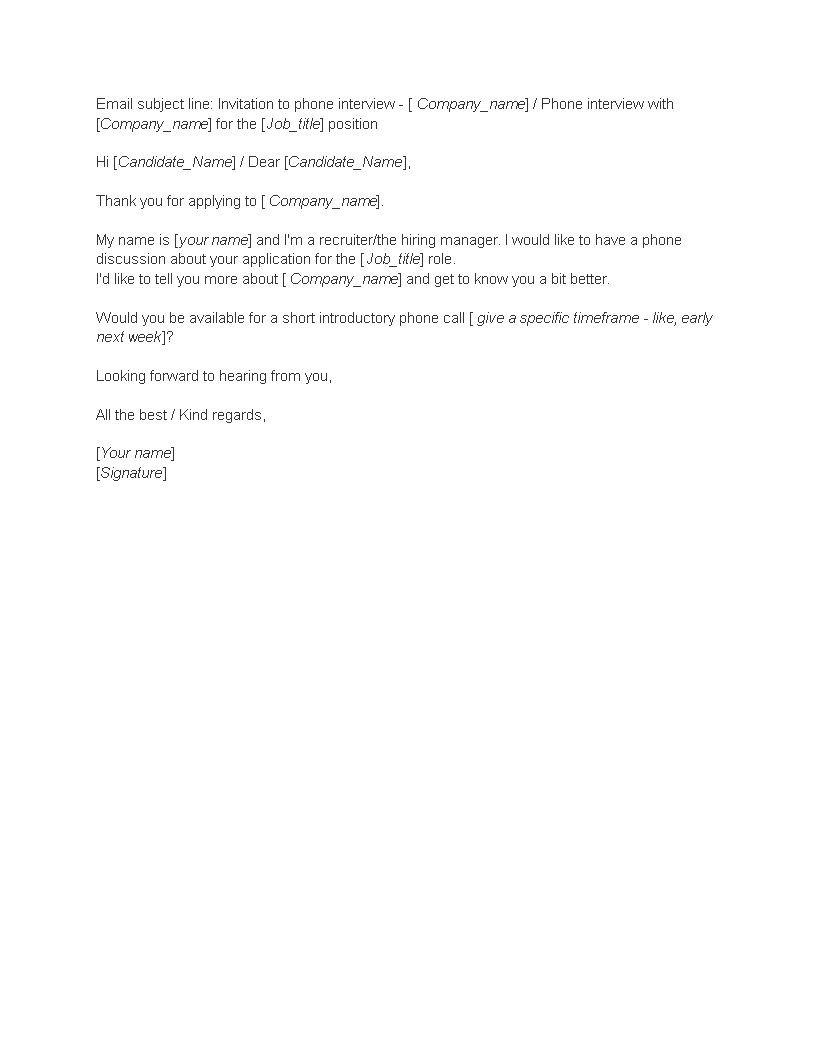 phone interview email template