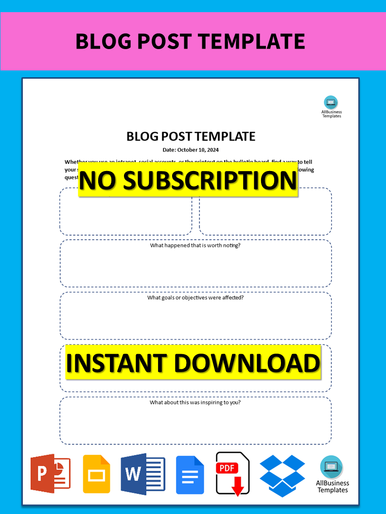 blog post template word Hauptschablonenbild