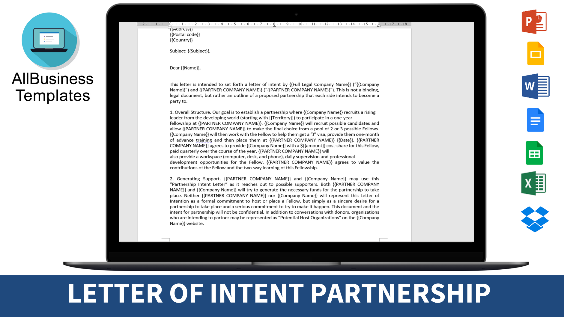 business partnership letter of intent Hauptschablonenbild