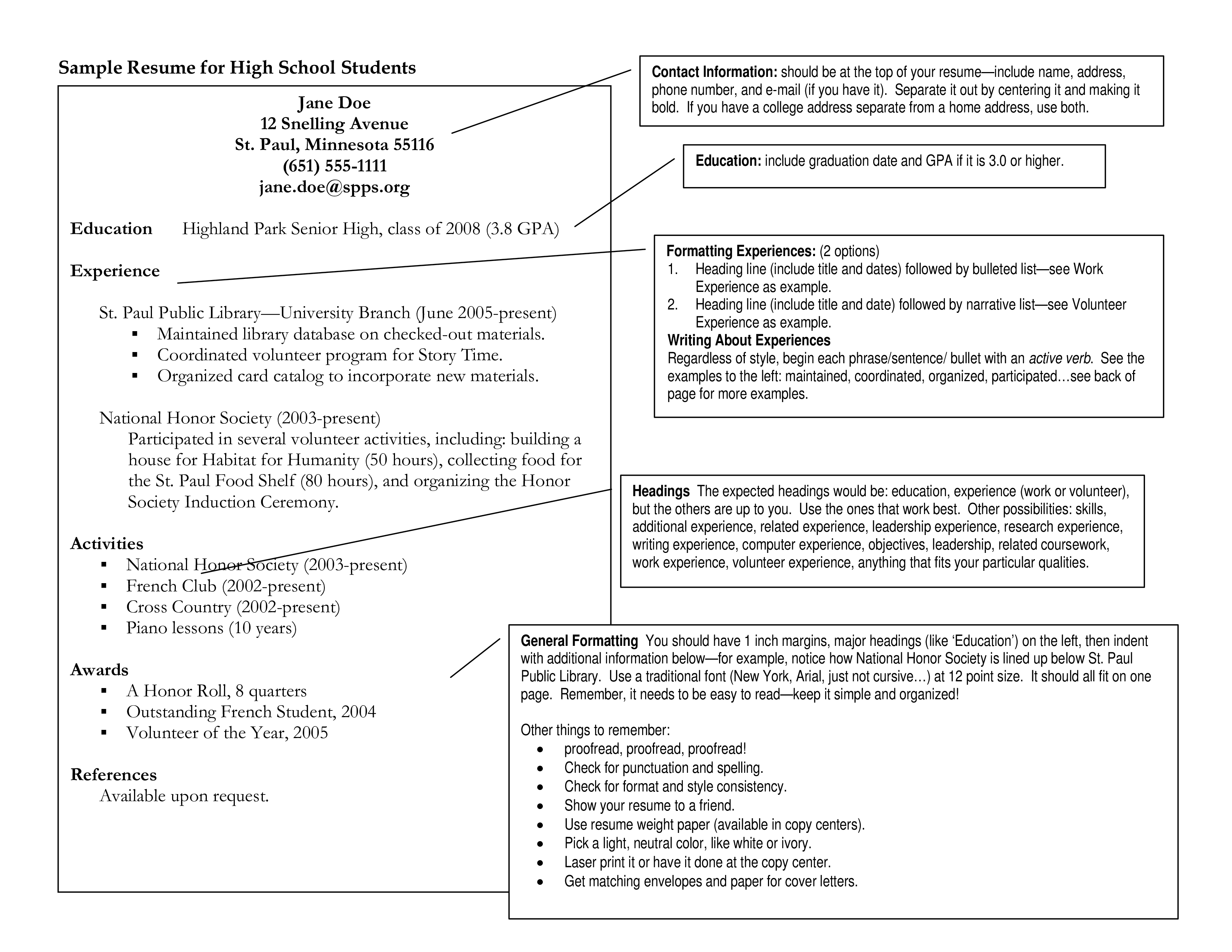 Basic Resume Format For High School Student Templates At 