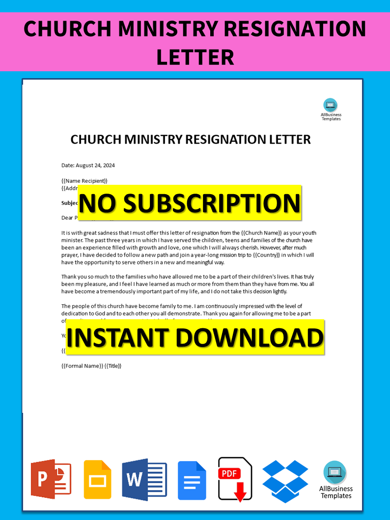 church ministry resignation letter plantilla imagen principal