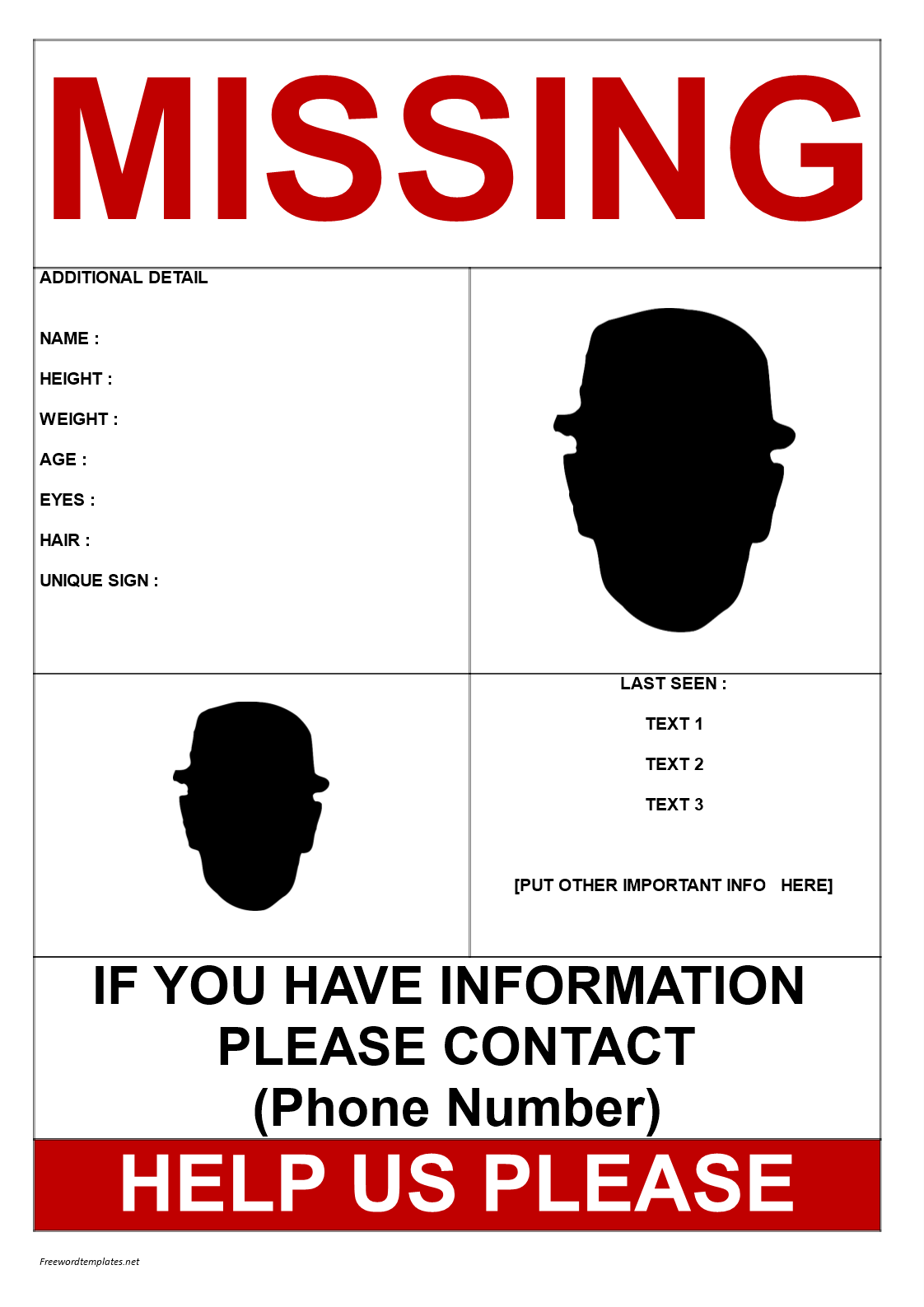 missing person template 2 pics a3 size template
