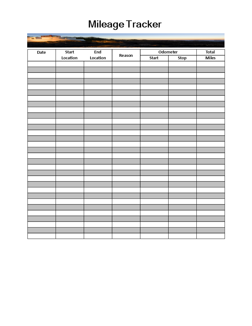 mileage trackers forms printable excel