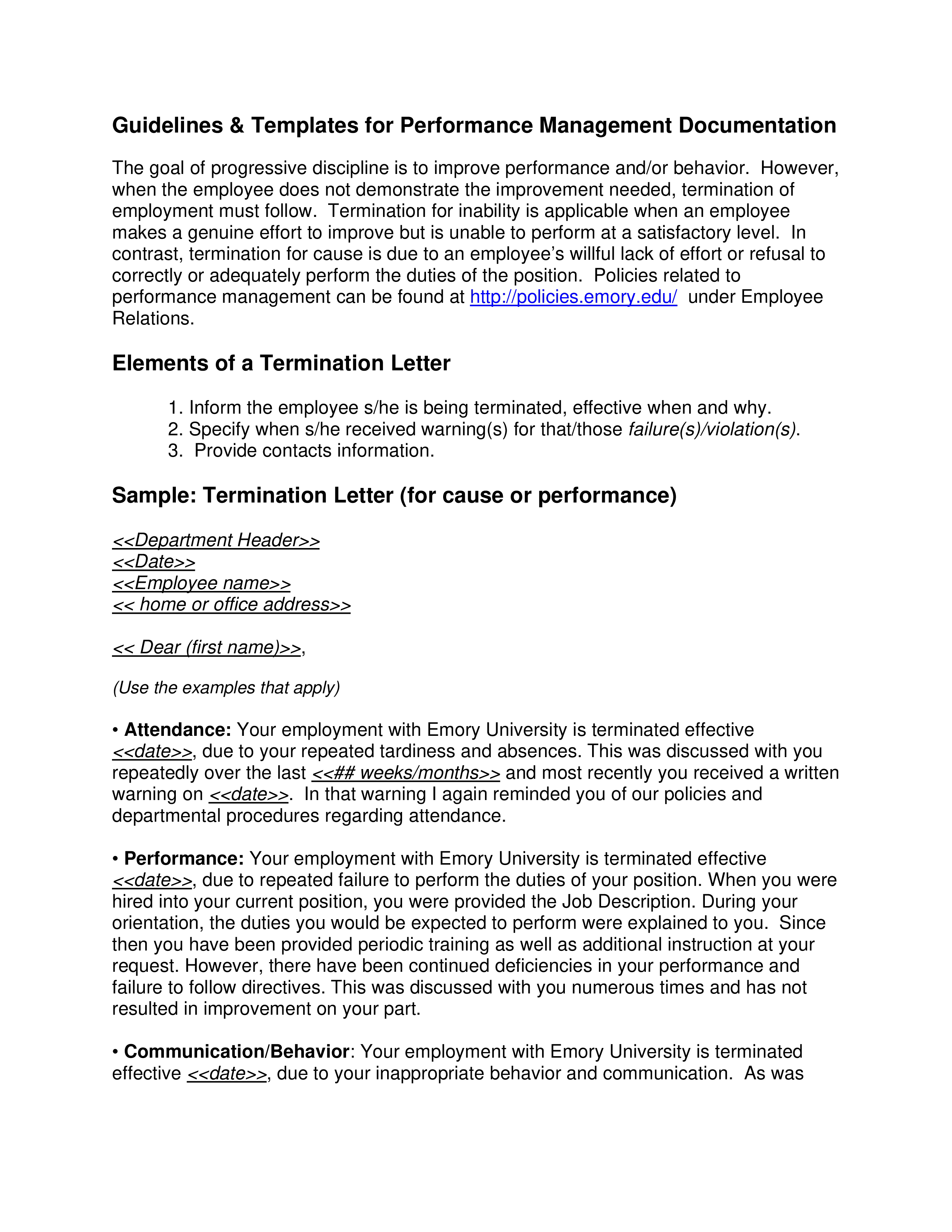 Elements Of A Generic Termination Letter Templates At 