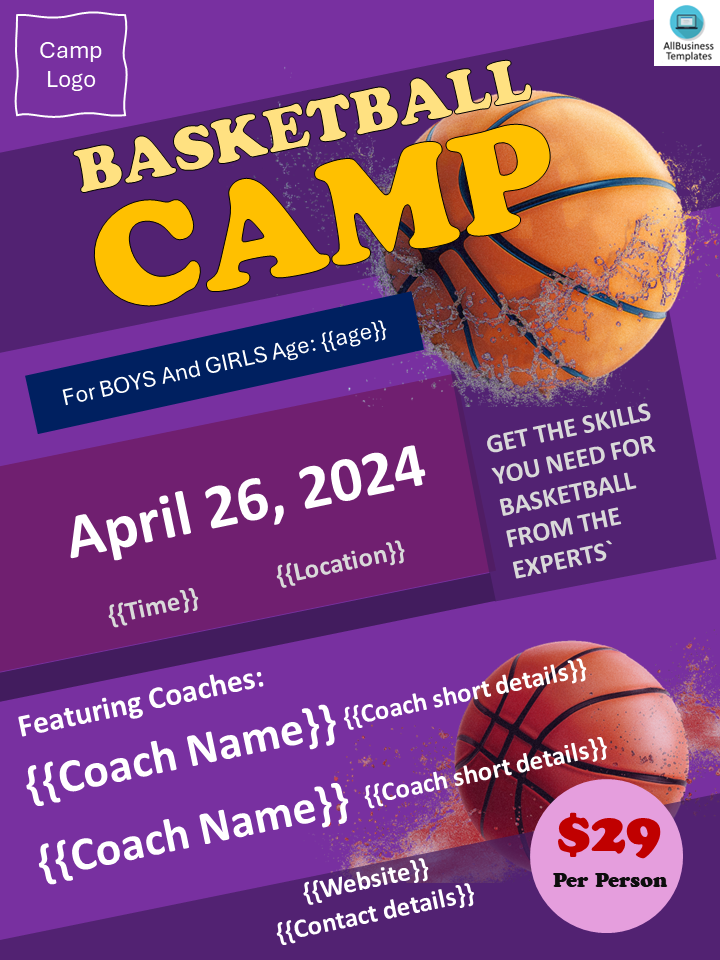 Basketball Camp Flyer Template | Templates at allbusinesstemplates.com