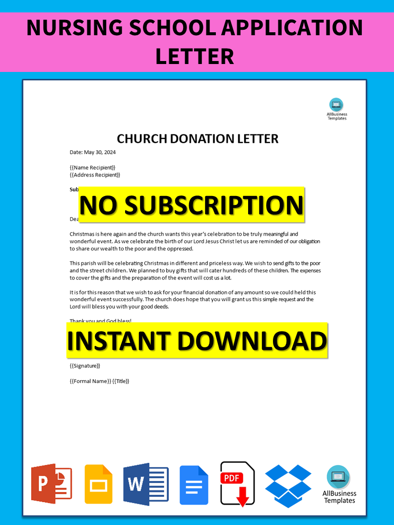 church donation letter Hauptschablonenbild