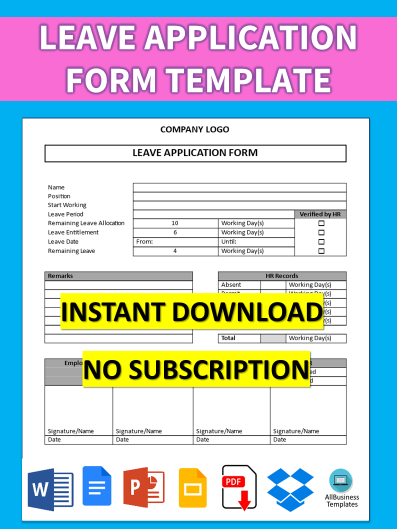Sample Leave Application Form main image